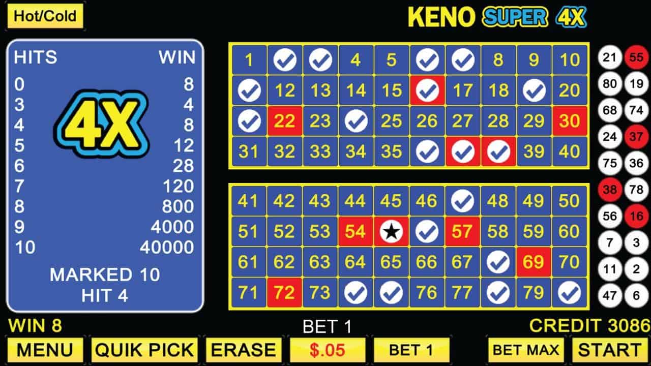 Video Keno casino game