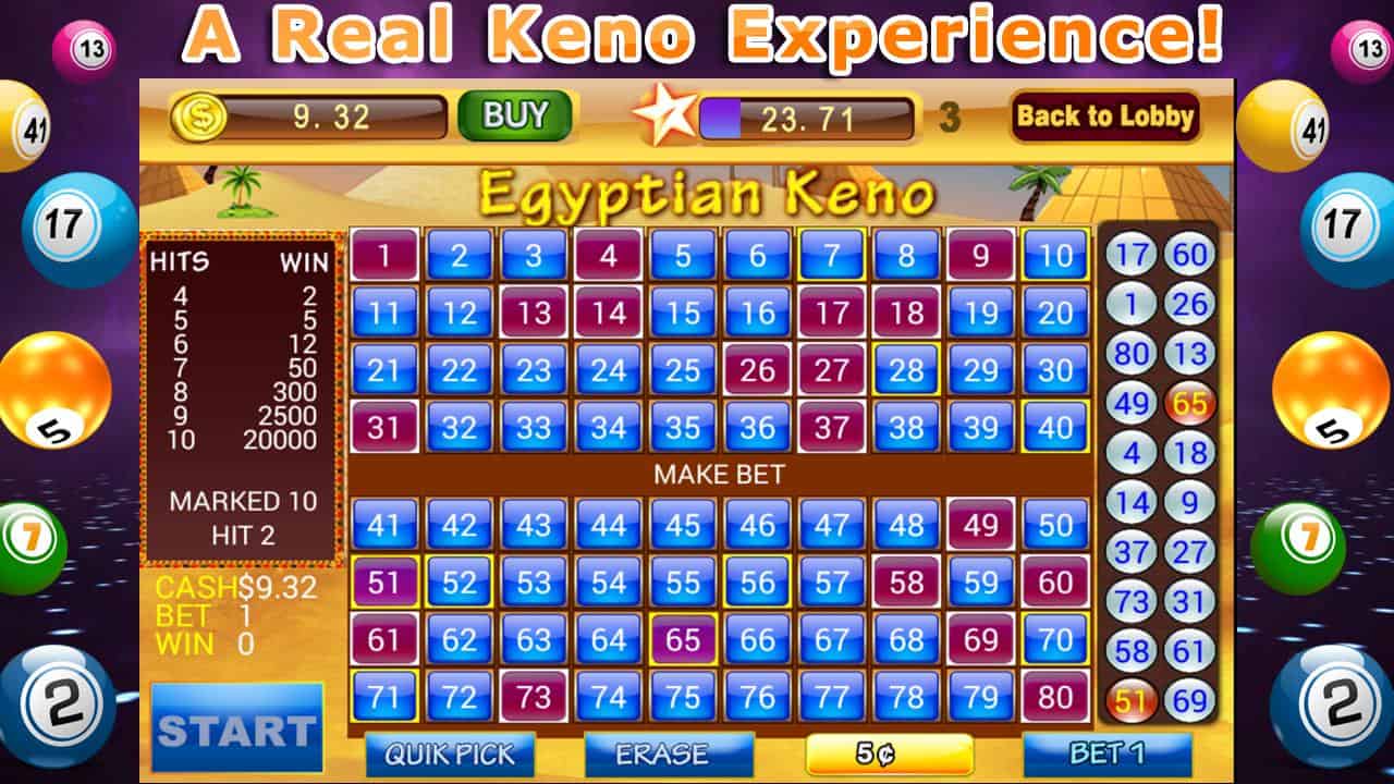 Keno casino game