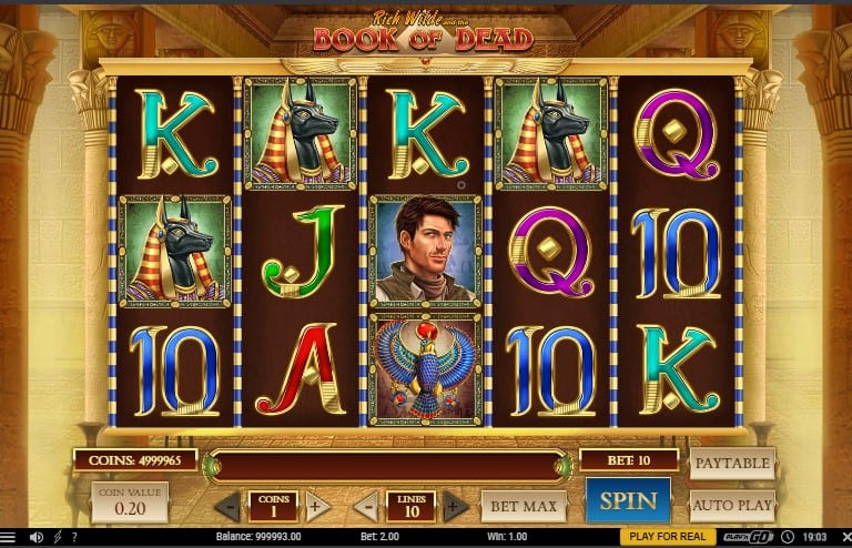 Book of Dead slot game graphical interface