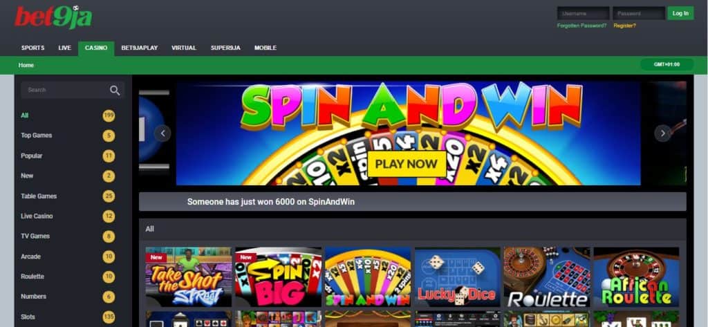 Bet9ja casino website