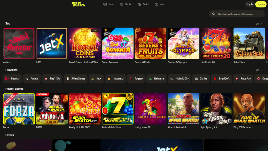 Parimatch casino slot games