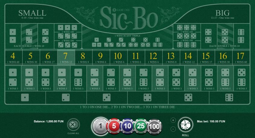 sic bo table