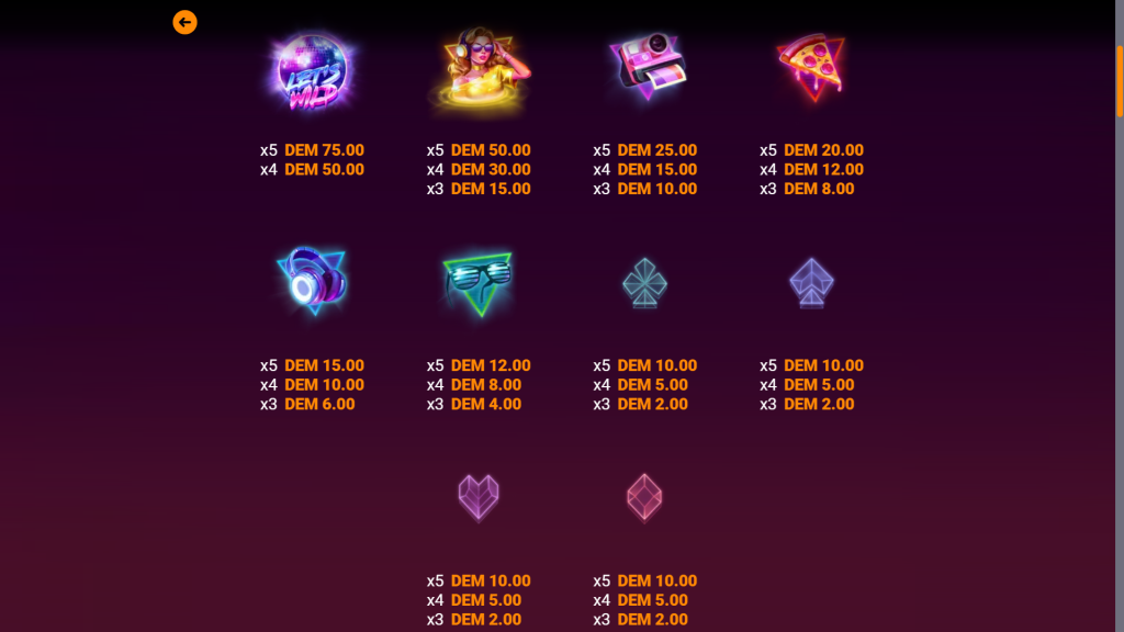 Neon Craze Slot Symbols