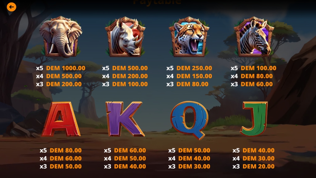 Serengeti Sunrise Hold and Earn Symbols